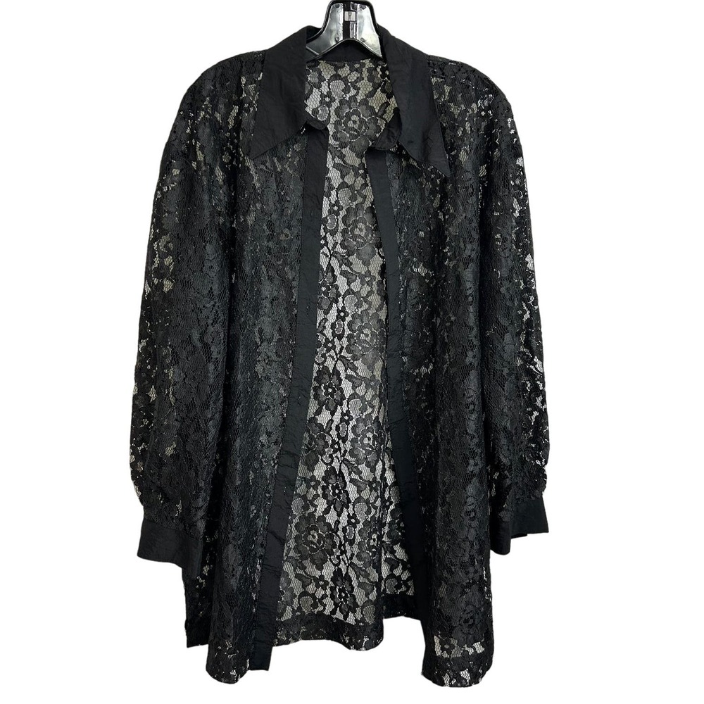 Black Lace‎ Vintage Open Front Long Sleeve Top/Cover Up
